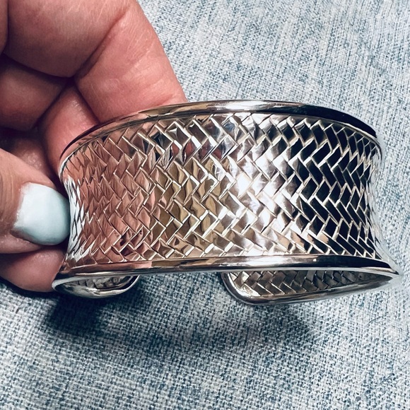 Sterling Silver Woven Cuff Bracelet - Picture 3 of 9